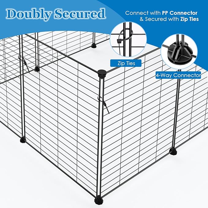 2-Story Guinea Pig Cages with Tarp, Large C&C Loft Cage for Rabbit Bunny Puppy Small Animal Indoor Dog Playpen Pet Exercise Enclosure, 25 Panels