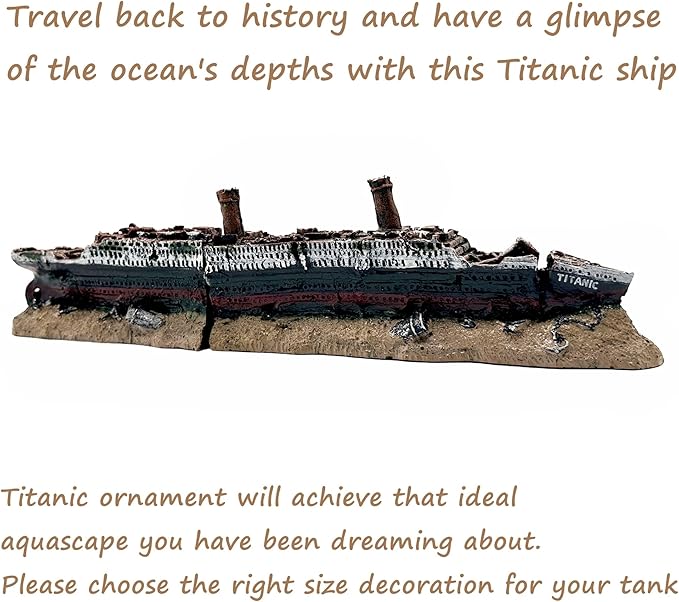 M2cbridge Antique Roman Column Ruins European Castle Aquarium Decorations Fish Tank Hideout Rocks(Titanic Shipwreck)