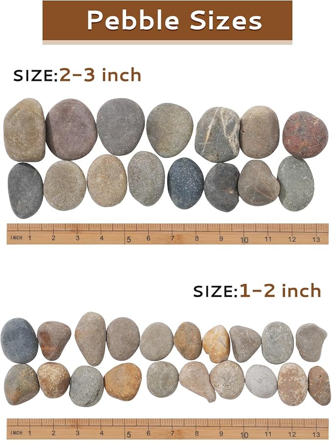 Natural River Rocks-10 lbs of Pebbles and River Stones,2-3 Inch Plant Rocks for Landscaping,Garden Paving,Crafting,Walkways,and Outdoor Decorative Stone,Mexican Beach River Rocks