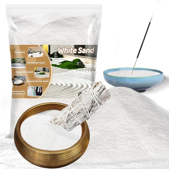 RAINFLOW 15 OZ Fine White Sand for Crafts - Quartz Zen Garden Sand Decorative for Vases Filler, Wedding Unity Ceremony, Incense Burner, Aquarium