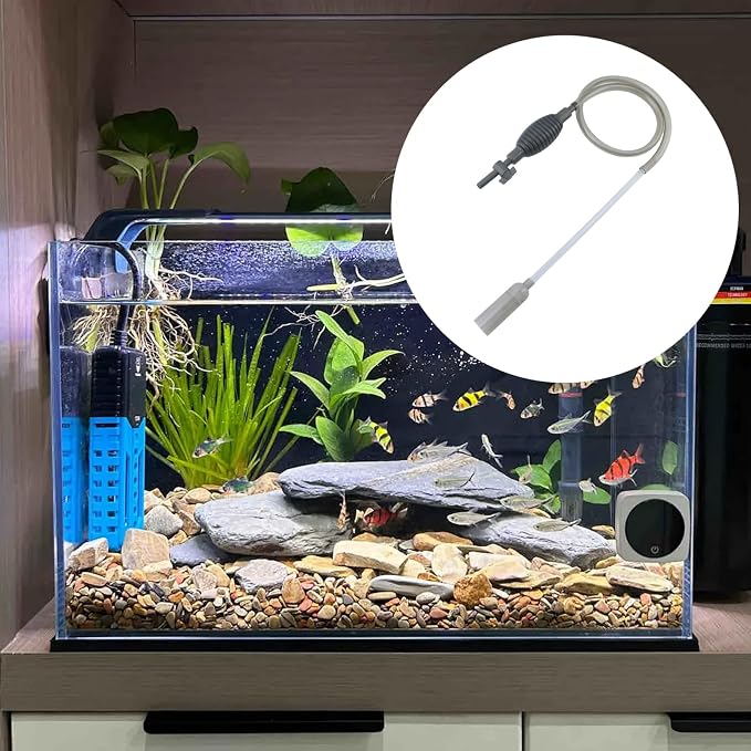 2 Sets Aquarium Siphon Water Changer, 5.6 Ft/67" Gravel Vacuum for Aquarium, Fish Tank Gravel Cleaner with Long Nozzle for Changing Water (Grey)