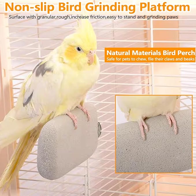 4 PCS Bird Beak Grinding Stone,Bird Perch Stands,Parrot Calcium Perch Platform,Parakeet Pumice Lava Beak Grinding Block Claws Trimmer Climbing Chewing Toys for Budgie Cockatiel Conure Lovebird