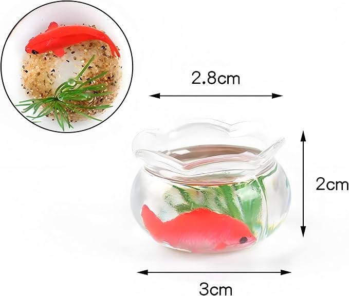 Miniature Goldfish Bowls for Dollhouse – Realistic Resin Fish Tank Accessories, Cute Animal Figurines, Smooth Surface, Fairy Garden Decor, 1:12 Scale, Perfect for Cupcake Toppers & DIY Projects