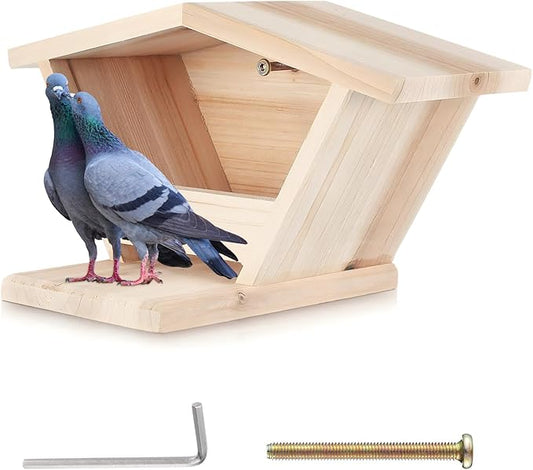 Wooden Dove Nesting Box with Triangular Opening - Outdoor Bird House for Doves to Nest and Roost, Flawless Garden Decor