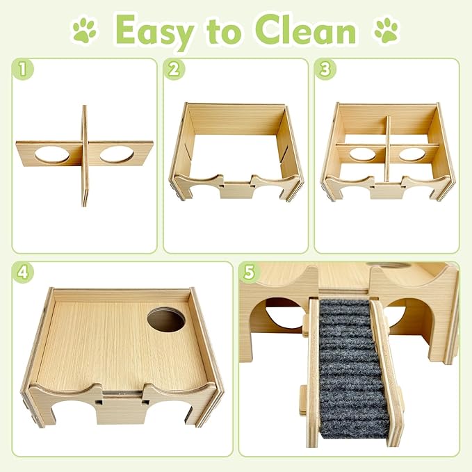 BNOSDM Wooden Hamster Hideout Syrian Hamsters Multi-Room Hideouts & Tunnel Exploring Toys Gerbils Wood House with Ladder for Dwarf Mouse Mice Rat and Other Small Animals