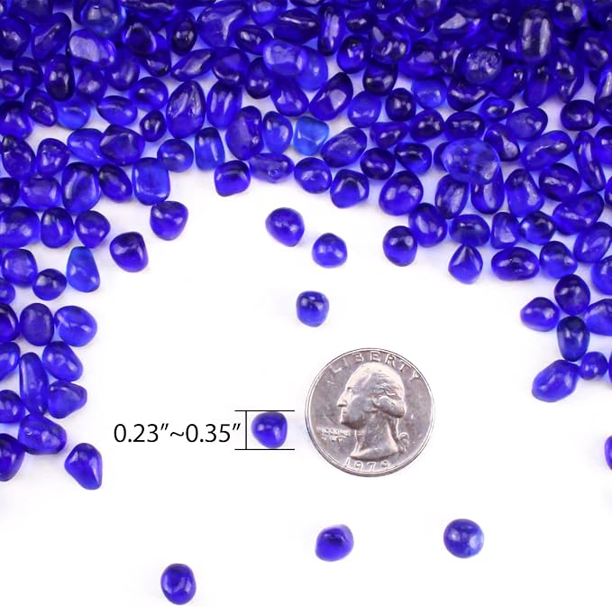Keedolla 15 Oz Aquarium Glass Marbles Fish Tank Rocks, Decorative Glass Pebbles Gemstones for Aquarium Gravel Fish Tank Stones Vase Fillers DIY Crafts - Cobalt Blue