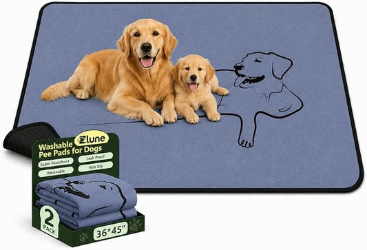 2 Pack Washable Pee Pads for Dogs 36"x45", Reusable Training Puppypads Absorbency Non-Slip & Leak-Proof for Pet Whelping Box Playpen Crate Sofa Bed Floors (Gray)