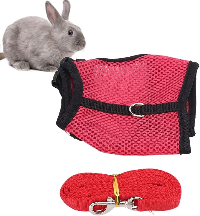 Small Pet Harness with Lead | Adjustable Soft Net Harness for Rabbits/Guinea Pigs/Kittens | Escape - Deterrent Walking Vest for Small Animals