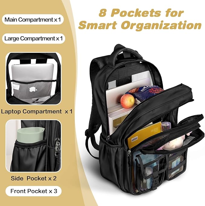 PAMANO Clear Backpack for Girls, Heavy Duty Transparent Bookbag for Kids, See Through Cute Backpacks for Elementary Primary School Work Sport Travel - Black