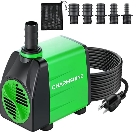 Fountain Pumps Submersible Outdoor 30W 660GPH Aquarium Water Pump with 5 Nozzles & Filter Screen, Reinforced Motor, 8.2ft Power Cord, 3-Prong Plug Water Pump for Fish Tank, Hydroponics,Pond
