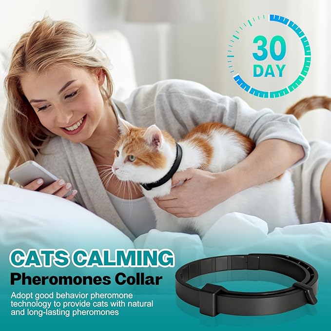 Calming Collar for Cats - 6Pack Calming Collar for Cats Adjustable Safe Waterproof Breakaway Design Helps Reduce Noise Fear