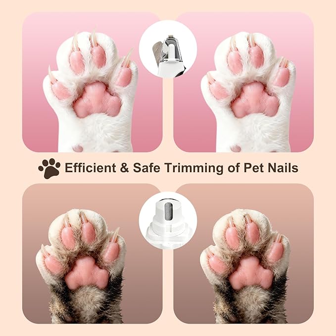 2-in-1 Dog Nail Grinder & Cat Nail Clippers Trimmers for Large Medium Small Dogs Cats Claw Trimmer Quick Sensor with 2 LED Lights Safety Guard USB Rechargeable Dogs Nail Trimmer (White)