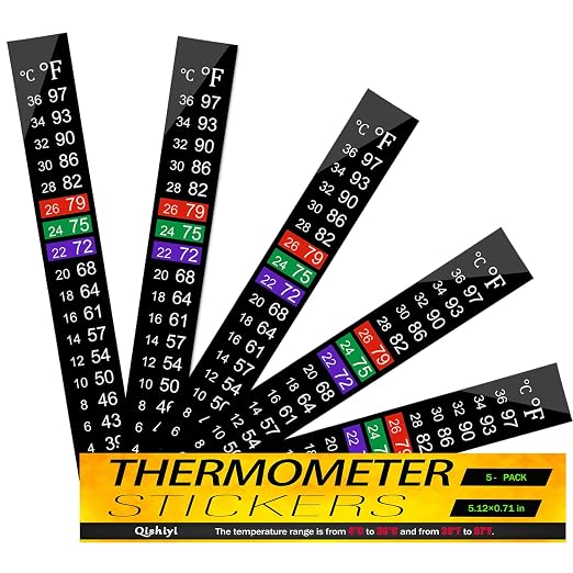 5PCS Aquarium Thermometer Strips,Fish Tank Thermometer Adhesive Sticker for Brewing Kombucha, Beer, Wine, Fish Tank,Digital Temperature Display 39-97°F (4-36°C) (5)
