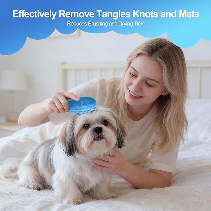 Small Dog Brush- Grooming Tool for Teddy, Yorkies, Maltese, Shih Tzu, Chihuahua - Puppy Hair Brush (Glitter Blue)