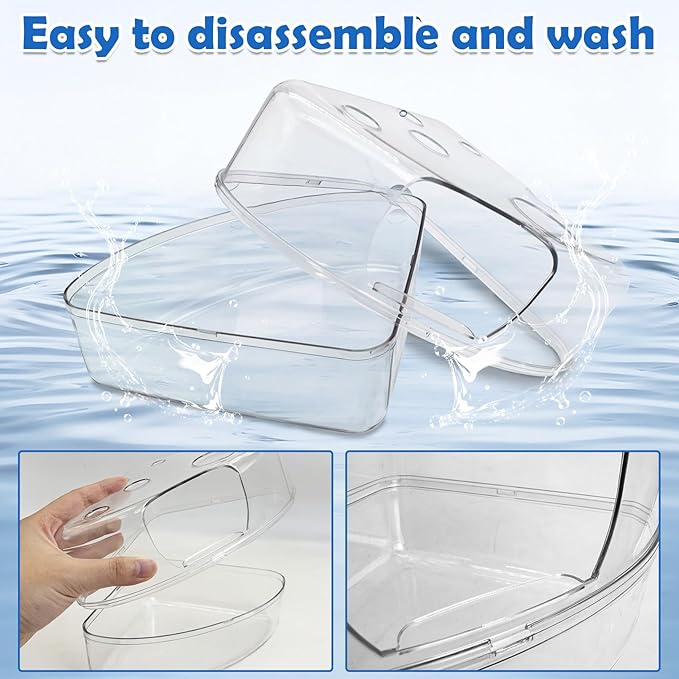 PINVNBY Large Hamster Sand Bath Container Chinchilla Dust Bathroom Small Animal Bathtub Transparent Gerbil Litter Box with Spoon for Dwarf & Syrian Mice (Square Opening)