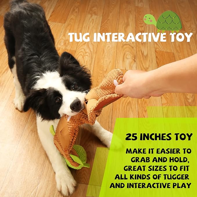 lilfrd Dog Puzzle Toys - Enrichment Squeaky Crinkle Snuffle Treat Dispensing Smart Dog Toys for Boredom and Stimulating, Durable Plush Toys for Large Medium Small Breed - Turtle
