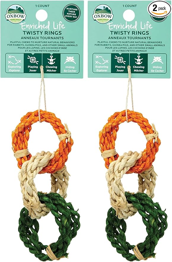 Oxbow Enriched Life Twisty Rings, Rabbit Toys, Guinea Pig Toys, Enrichment for Bunny, Guinea Pig, Hamster, Rabbit, Chinchilla, Rat, Chinchilla Cage Accessories, Small Pet Accessories for Cage