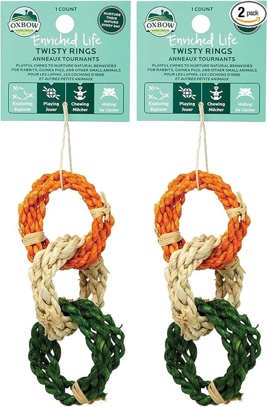 Oxbow Enriched Life Twisty Rings, Rabbit Toys, Guinea Pig Toys, Enrichment for Bunny, Guinea Pig, Hamster, Rabbit, Chinchilla, Rat, Chinchilla Cage Accessories, Small Pet Accessories for Cage