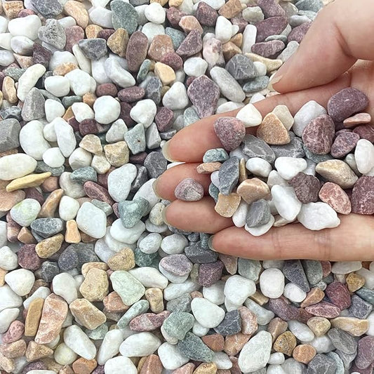 FANTIAN 2 lbs Natural Mixed Color Pea Gravel Pebbles, 3/8 inch Decorative Rocks for Succulents, Pebbles for Indoor Plants, Vases, Aquarium Gravel, Top Dressing, Outdoor Decorative Stones