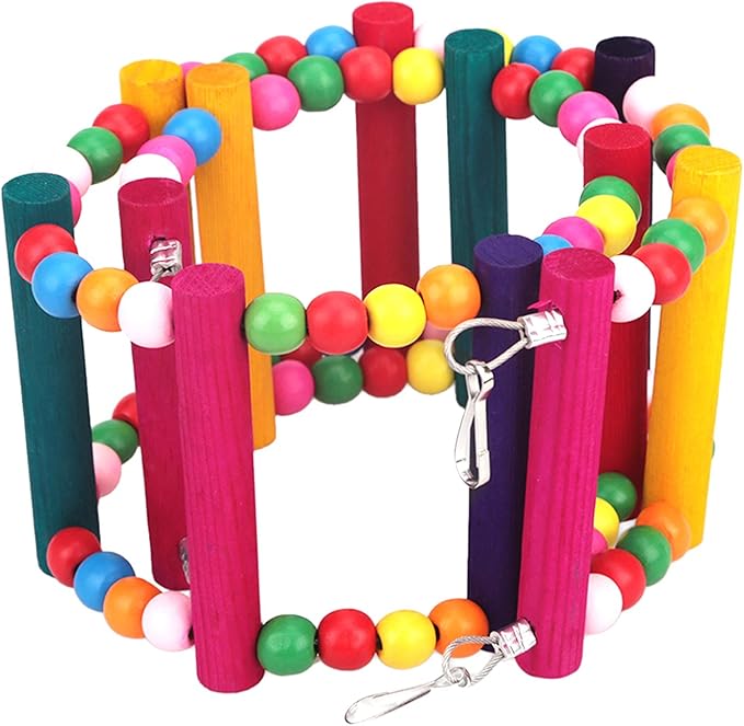 Parrot Ladder Bird Ladder Wooden Toys Swing Chewing 32 Inch Toys Hanging Pet Bird Cage Accessories Toy for Medium Parrots Small Parakeets Cockatiels, Lovebirds, Conures, Macaws, Lovebirds, Finches