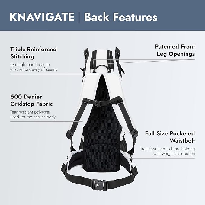 K9 Sport Sack Knavigate - Small, Lunar Rock - Ideal for Dogs with 13-16” Back Length - Adjustable, Backpack-Style Carrier with Internal Frame & Padded Hip Belt