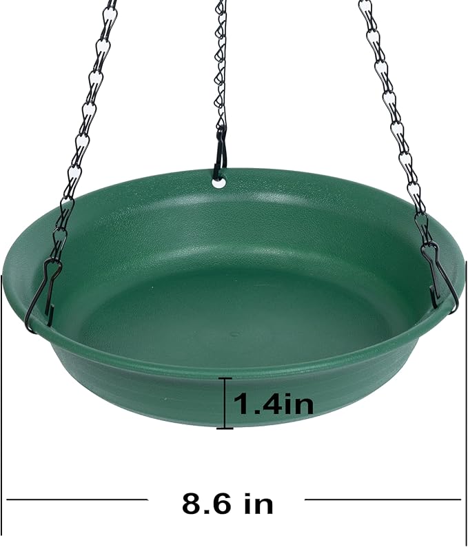 VUWEZ Hanging Bird Feeder & BirdBath for Outdoors, Wild Bird Feeders Tray, Hanging Birdbaths Trays for Outside, Cardinal, Blue Jay, Crow, Birdfeeders Outside (8", 1 Pcs with Hole & 1 Pcs No Hole)