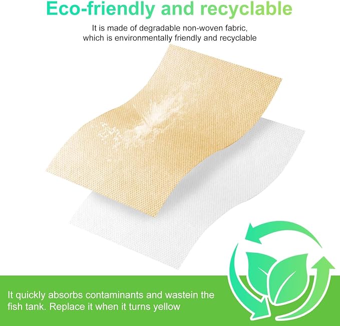 Aquarium Filter Sheets, Fits Most Standard Filters, 50 Pack | Filter Sheets Helps Reduce Cloudiness and Yellow or Green Tint, Safe for Freshwater and Saltwater Tanks