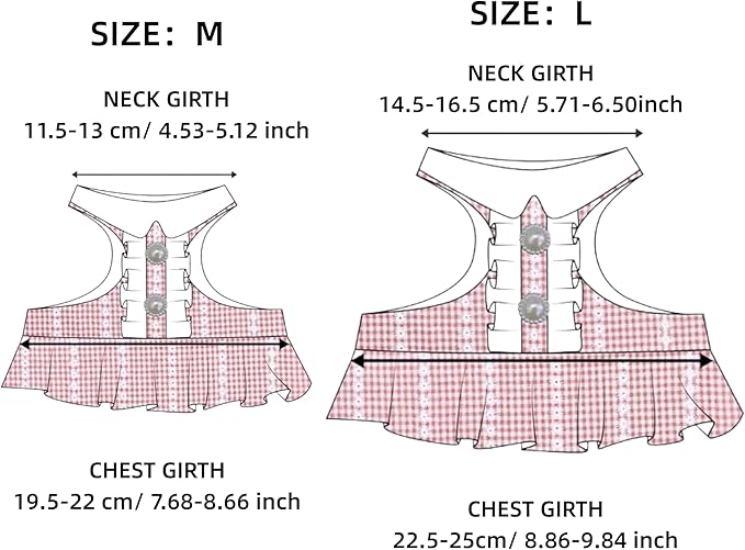 SMOLKITH Rabbit Clothes - Bunny Adjustable Pink Checkered Dress with Leash, Small Animal Apparel for Walking - Fits Guinea Pigs, Chinchillas, Meerkats, Prairie Dogs, Pet Rats and More