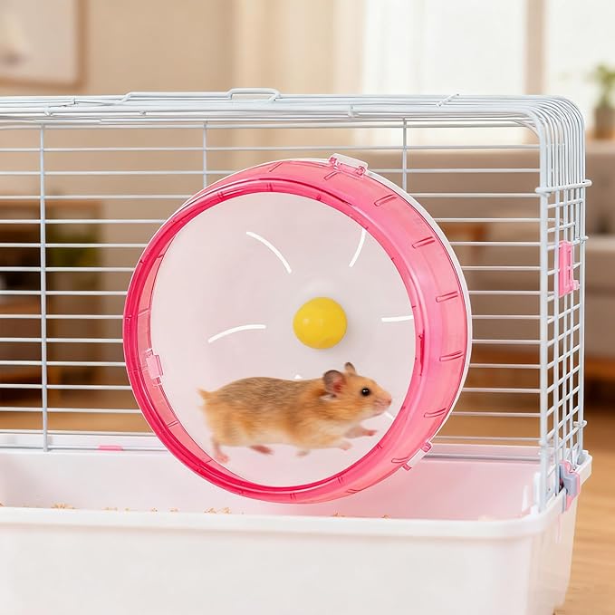 4.7 in Silent Hamster Wheel, Jogging Exercise Hamster Accessories for Cages, Dwarf Hamsters Toys for Golden Silk Shih Tzu Bear to Kill Time and Release Stress (Pink, 12cm)