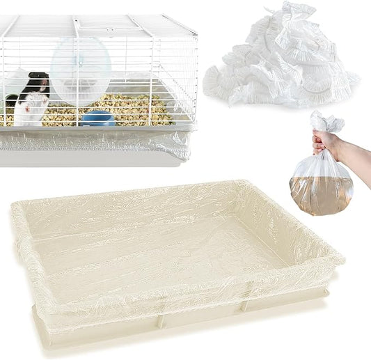 Disposable 50 pcs Small Animal Cage Liners, Rabbit Tray Film Liner Bunny Litter Pan Bags Guinea Pig Cage Toilet Plastic Film for Bird Hamster Chinchilla Hedgehog