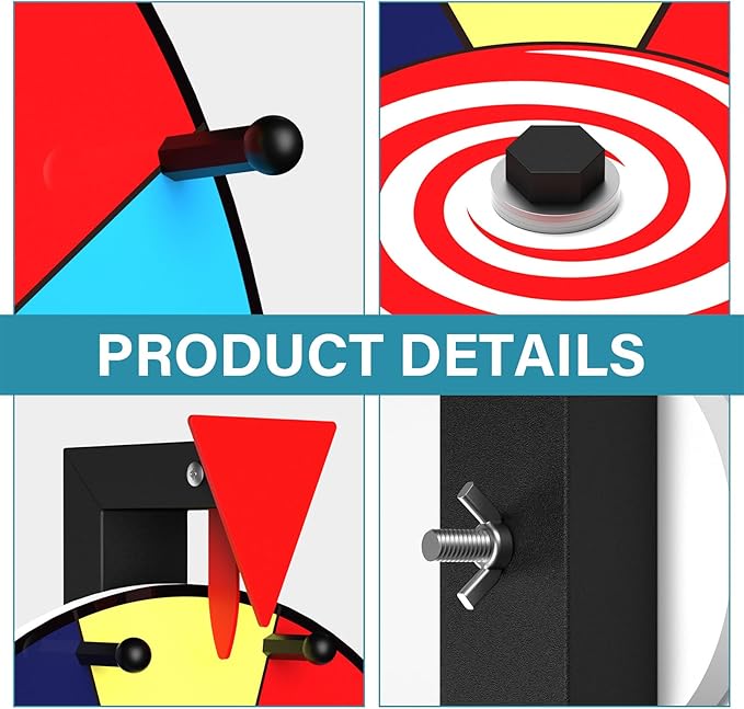 12 Inch 10 Slot Prize Wheel, Spinning Wheel for Prize, Prize Wheel Spinner with Stand, Tabletop Spinner Wheel with Dry Erase Markers and Eraser, Carnival Spin Wheel for Trade Show, Fortune Spin Game