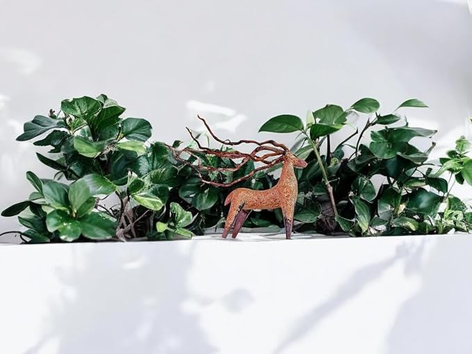 Azil Driftwood Deer Aquarium Decoration – Unique & Artistic Fish Tank & Terrarium Ornament, Safe & Eco-Friendly for Aquascaping & Reptile Habitats (Deer with Long Antlers)