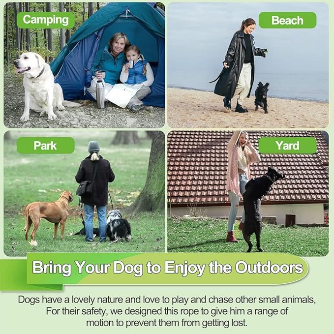 Tie Out Cable for Dogs,10/20/30/50/100FT Dog Leads for Yard Chew Proof,Heavy Duty Tie Out Cable for Large Dogs Up to 125lbs,Dog Runner Tether (Green, 125Ibs 100ft)