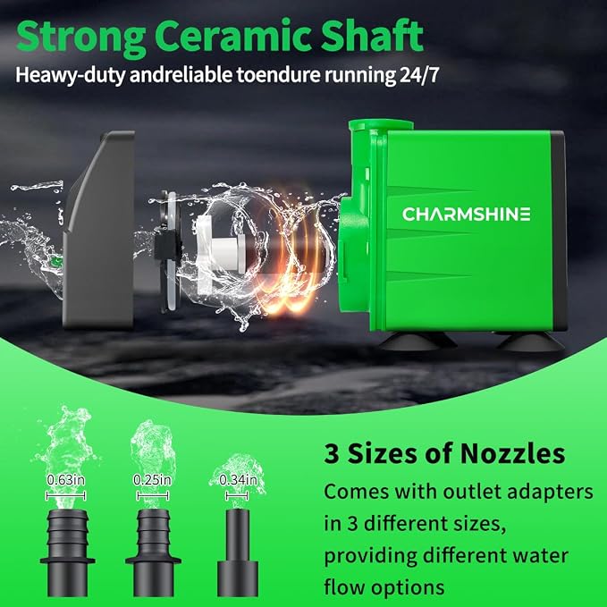 Small Fountain Pump Submersible Water Pump Aquarium 20W 396 GPH with 3 Nozzles & Free Filter Screen, Reinforced Motor, 8.2ft Power Cord Water Pump for Fish Tank,Hydroponics,Pond