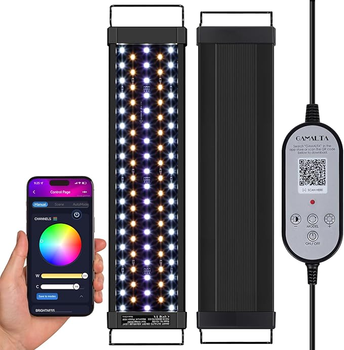 26W Smart Bluetooth App-Controlled Aquarium Light - Customizable Light Colors,Timeable,24/7 User-Defined Sunrise/Sunset Simulation,Tropical Lighting Mode,Suitable for 30-36" Fish Tanks