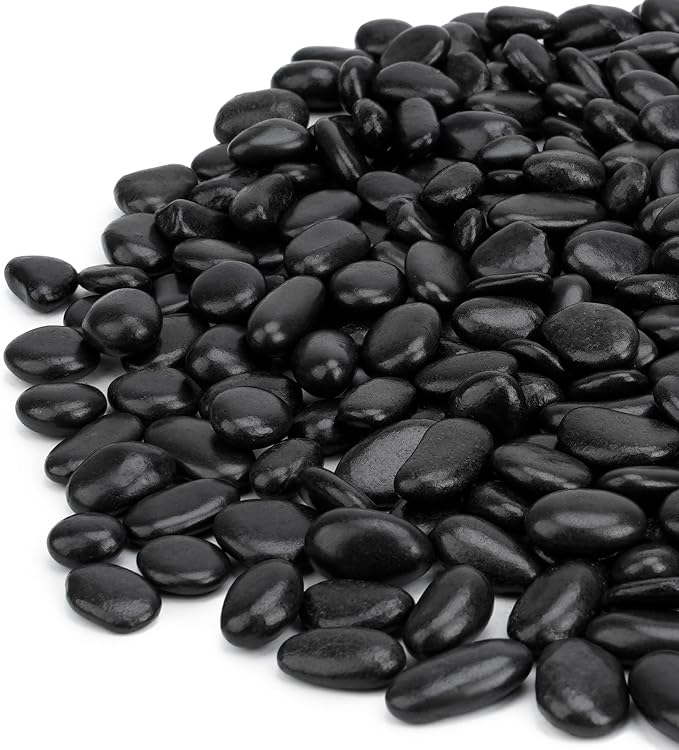 Mr. Fireglass 10 lbs Black Pebbles, 3/8" Natural Decorative Polished River Rocks Aquarium Gravel for Indoor Plants, Vases, Succulents and Outdoor Garden Landscaping | Decorative River Rocks Gravel, For Indoor Plants, Vases, Landscaping, Succulents, Out...