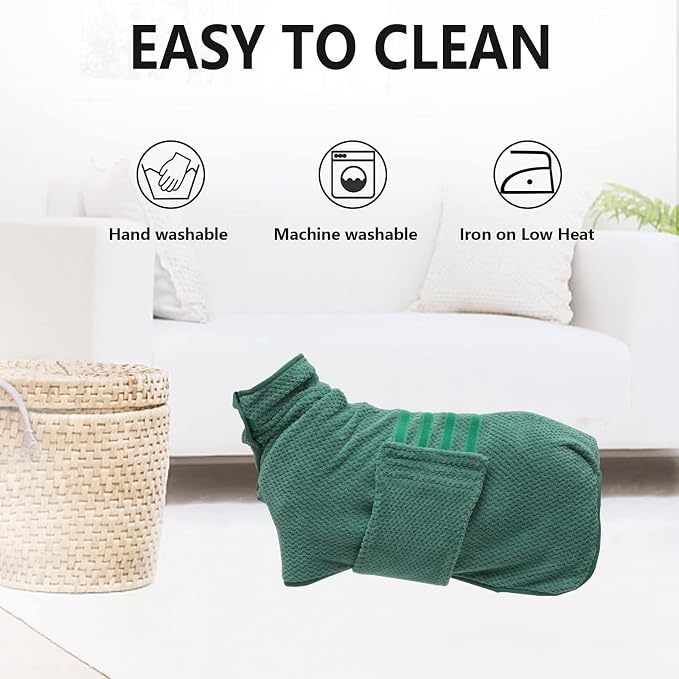 Geyecete Dog Bathrobe Towel Dog Drying Coat-Dry Fast Dog Bag-Pineapple Grid Fast Drying Super Absorbent Pet Dog Bath Robe Towel-Green-3XL