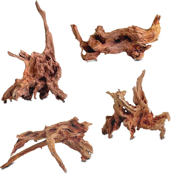 Natural Wood Driftwood for Aquarium Fish Tank Decor,Assorted Driftwood Trunk Branch for Reptile Tank Decor (LLM-Driftwood (4 to 8 Inch)-Pack of 4)