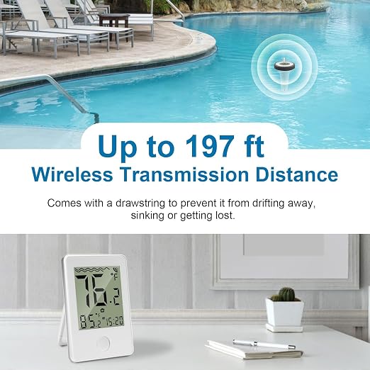 Pool Thermometer Floating Easy Read,Pool Temperature Thermometer Floating | Large Screen Digital Wireless Pool Thermometer Waterproof, Floating Pools Thermometers for Swimming Pools/Fish Tank/Hot Tubs