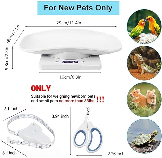 Digital Pet Scale,Puppy Scales for Weighing,Digital Small Animals Scales for Weighing,Whelping Supplies,Kitten Scale,Baby Scales for Newborn Dog Cat Crawl Pet,Capacity up to 33 lb,for New Pets Only