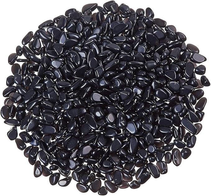 WAYBER Natural Crushed Black Obsidian, Decorative Gravel Stones, 1 Pound | Toxin-Free, Fade-Resistant, Ideal for Reiki Healing, DIY Crafts, Vase Filler, Aquarium & Bonsai Decoration