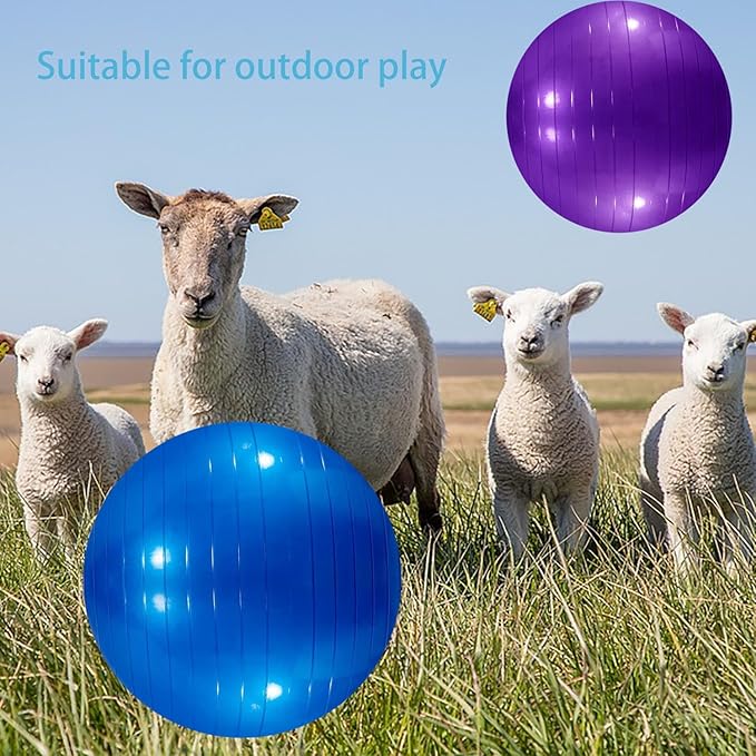 3 Pieces Pet Goat Ball Lamb Toy Horse Ball Dog Training Exercise Ball Toy with Inflator Pump for Pet Dogs Goats Horses to Play in Outdoor Entertainment (Red, Blue, Purple)