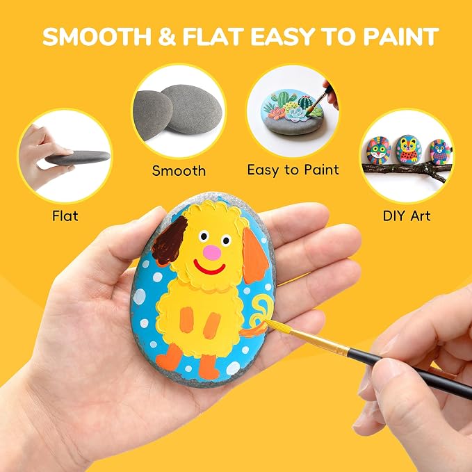 Simetufy 15Pcs Rocks for Painting, Large 3-4 Inch Natural River Stones, | Smooth Paintable Flat Rock for Adults, Children, Kindness Rocks Garden Decoration for DIY, Art & Crafts
