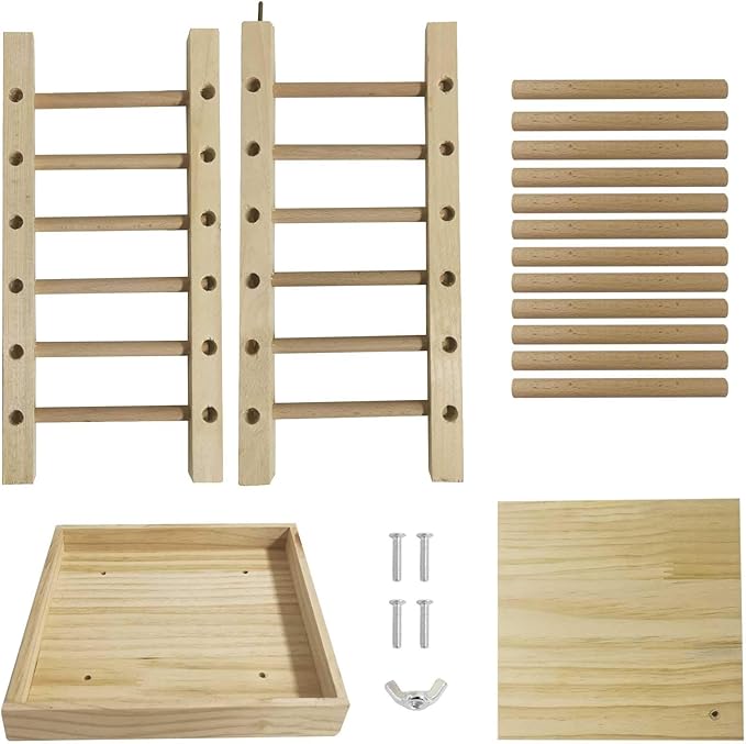 kathson Wooden Hay Feeder Rabbit Less Waste Food Feeding Rack Standing Pet-self Feeding Hay Manager Grass Holder Small Animals Cage Accessories for Bunny Chinchilla Guinea Pig
