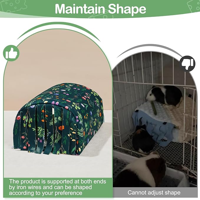 Guinea Pig Hideout Washable Guinea Pigs Tunnel with Curtains Hamster Hideout Cozy Guinea Piggy House Fit for Guinea Pig Cages Soft Guinea Pigs Accessories for Small Animals Hamster/Chinchilla/Bunny
