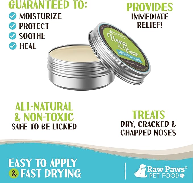 Raw Paws Nose & Paw Balm - Value Size - (4-Ounce) - Dog Nose Balm & Cat Nose Relief - Frenchie, English Bulldog - Snout Soother for Dogs & Cats - Dog Nose Butter Dogs Need - Nose Balm Natural