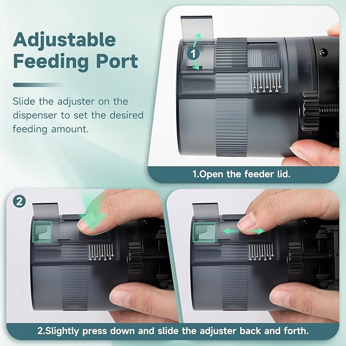 AQQA Automatic Fish Feeder for Aquarium, 200ml Large Capacity Moisture-Proof Fish Feeder Automatic Dispenser with LCD Timer, Battery Operated Auto Fish Feeder for Betta, Turtle, Fish, Koi, Small Tank