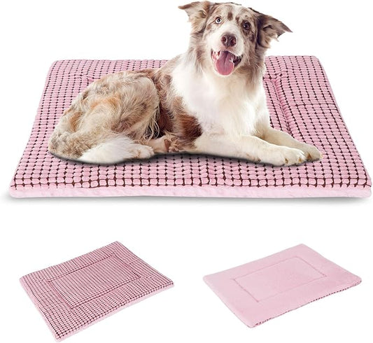BVAGSS Reversible Dog Crate Pad, Memory Foam Pet Bed Mat, Soft Warm Machine Washable Sleeping Kennel Mattress for Small Medium Dogs XH079 (36''x23''x1.6'',Pink)
