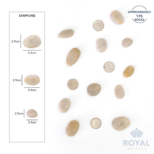 Royal Imports River Rocks, Aquarium Gravel – Light 1"- 1.5" - 5 lbs | Decorative Ornamental Vase Filler Pebbles for Potted Plants, Terrariums, Vases, Succulents, Fish Tank Gravel, DIY & Crafting