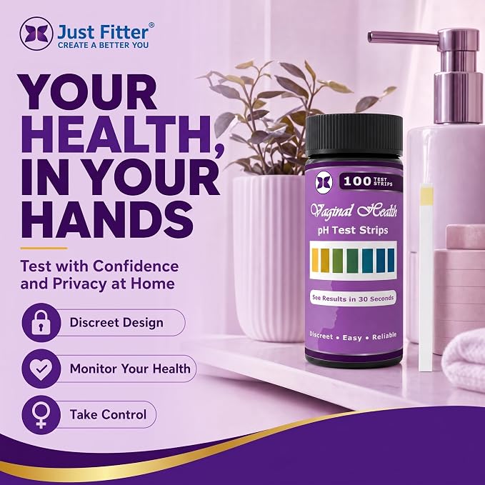 Just Fitter Vaginal pH Balance Test Strips. Personal Wellness Kit for Women. Supports Feminine Hygiene, Body Balance Awareness, and Everyday Confidence – 80 + 20 Strips